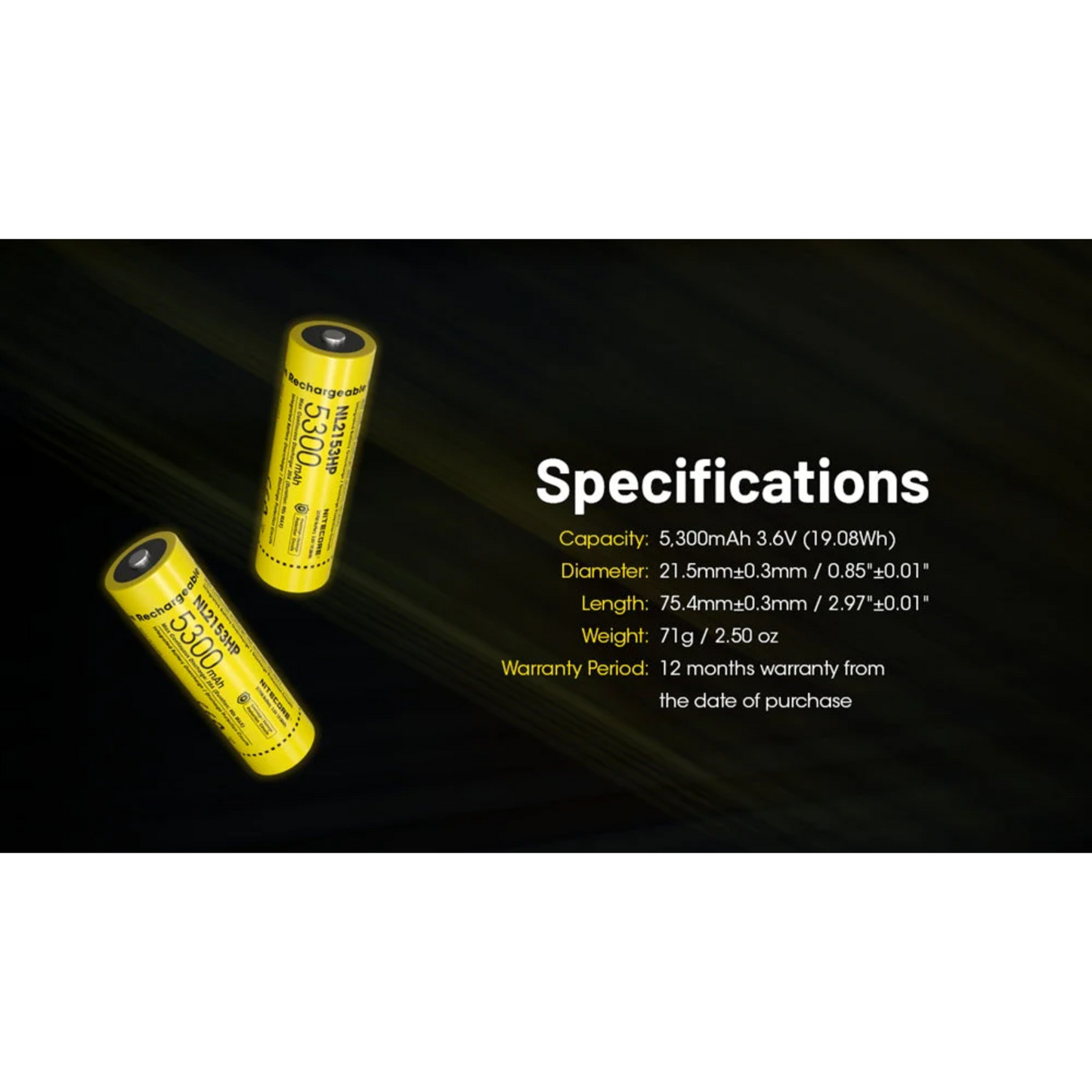 Nitecore NL2155HP 5300mAh Rechargeable 21700 Battery