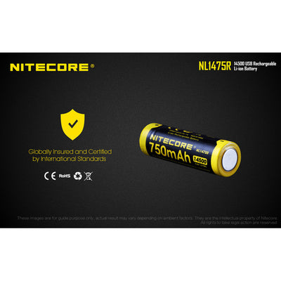 Nitecore NL1475R 750MAH Micro-USB Rechargeable 14500 Battery