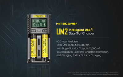 Nitecore UM2 Dual Slot USB Charger for AA/AAA/18650 Battery
