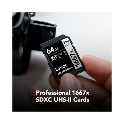 Lexar SD Card Silver V60 1667x UHS-II 64GB