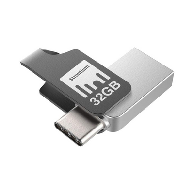 Strontium Nitro Plus 32GB Dual USB C 3.1 150Mbps Metal Flash Pen Drive OTG