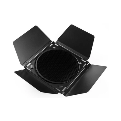 Godox BD-04 Four Leaf Barndoor Kit with Honeycomb Grid and 4 Basic Color Filters