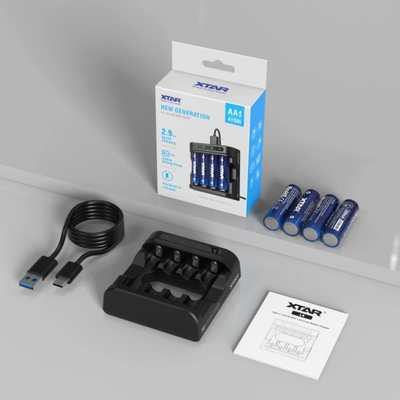 XTAR L4 Charger with AA/AAA Battery 4150mAh
