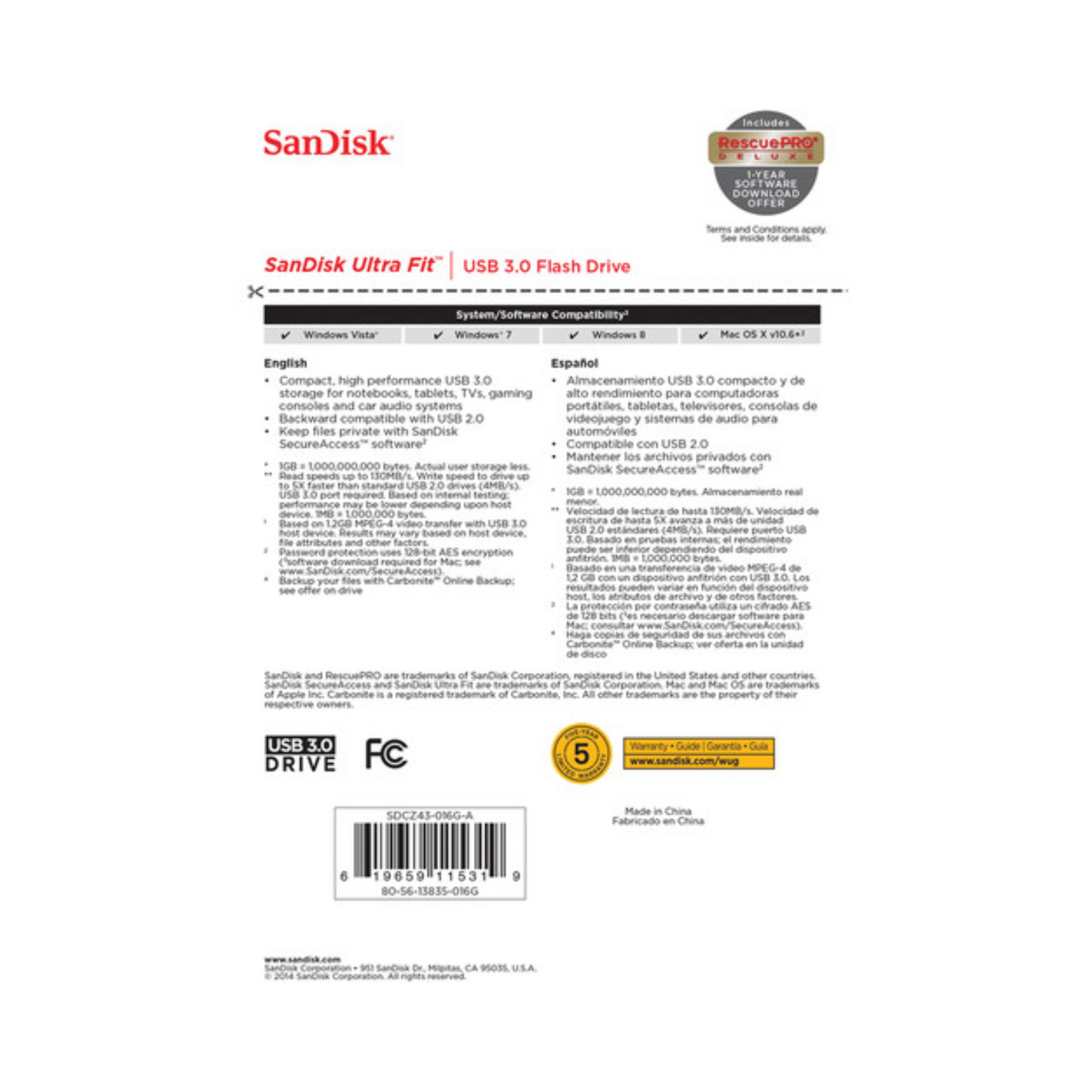 SanDisk 16GB CZ43 Ultra Fit USB 3.0