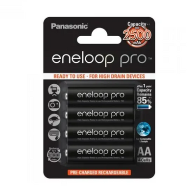 Eneloop Pro 2550mAh 4pcs AA Rechargeable Battery Black