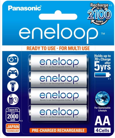 Eneloop 1900mAh 4pcs AA Rechargeable Battery White