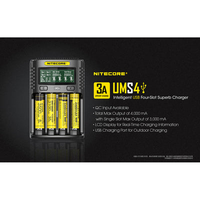 Nitecore UMS4 Four Slot Intelligent USB Superb Charger for AA/AAA