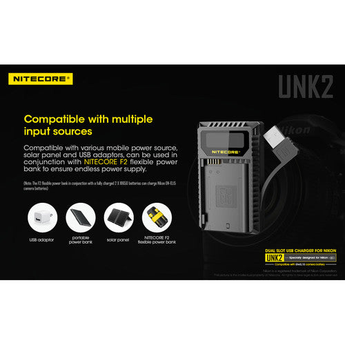 Nitecore UNK2 Dual Slot Charger for Nikon EN-EL15