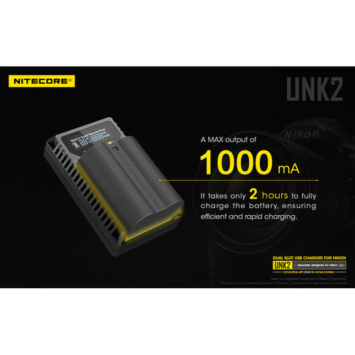 Nitecore UNK2 Dual Slot Charger for Nikon EN-EL15