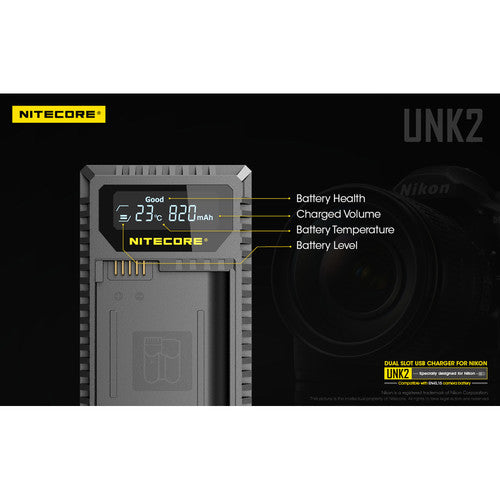 Nitecore UNK2 Dual Slot Charger for Nikon EN-EL15