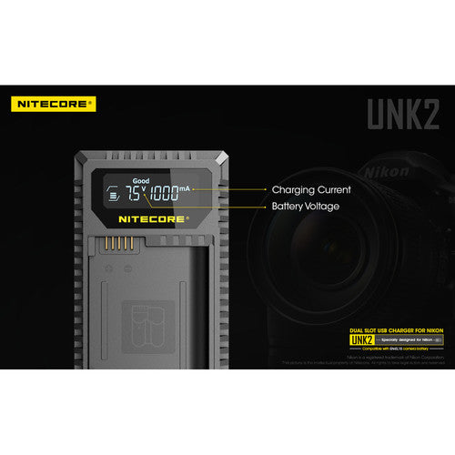 Nitecore UNK2 Dual Slot Charger for Nikon EN-EL15