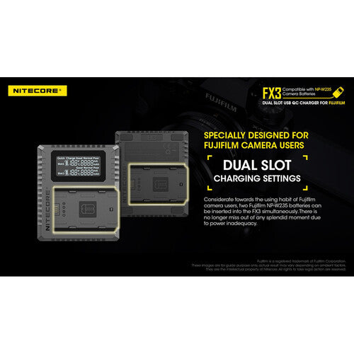 Nitecore FX3 Dual Slot USB Charger for Fuji NP-W235