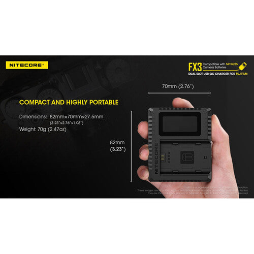 Nitecore FX3 Dual Slot USB Charger for Fuji NP-W235