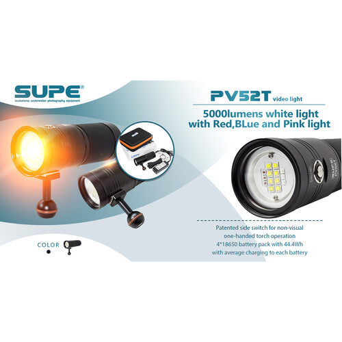 SUPE PV52T 5000 Lumens Dive Video Light