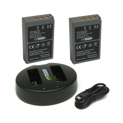 Wasabi Dual Charger with 2 Extra Battery BLS5 for Olympus EP-L10