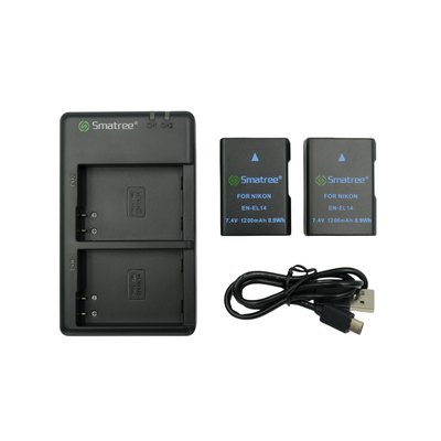 Smatree Battery and Charger for Nikon EN-EL14+