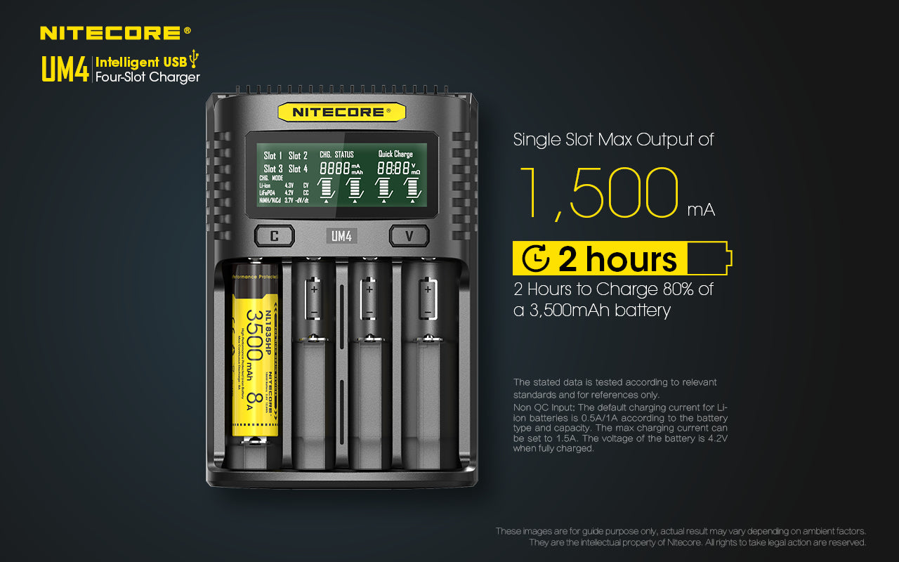 Nitecore UM4 4 Slot USB INTELLIGENT Charger for AA/AAA/18650 Battery