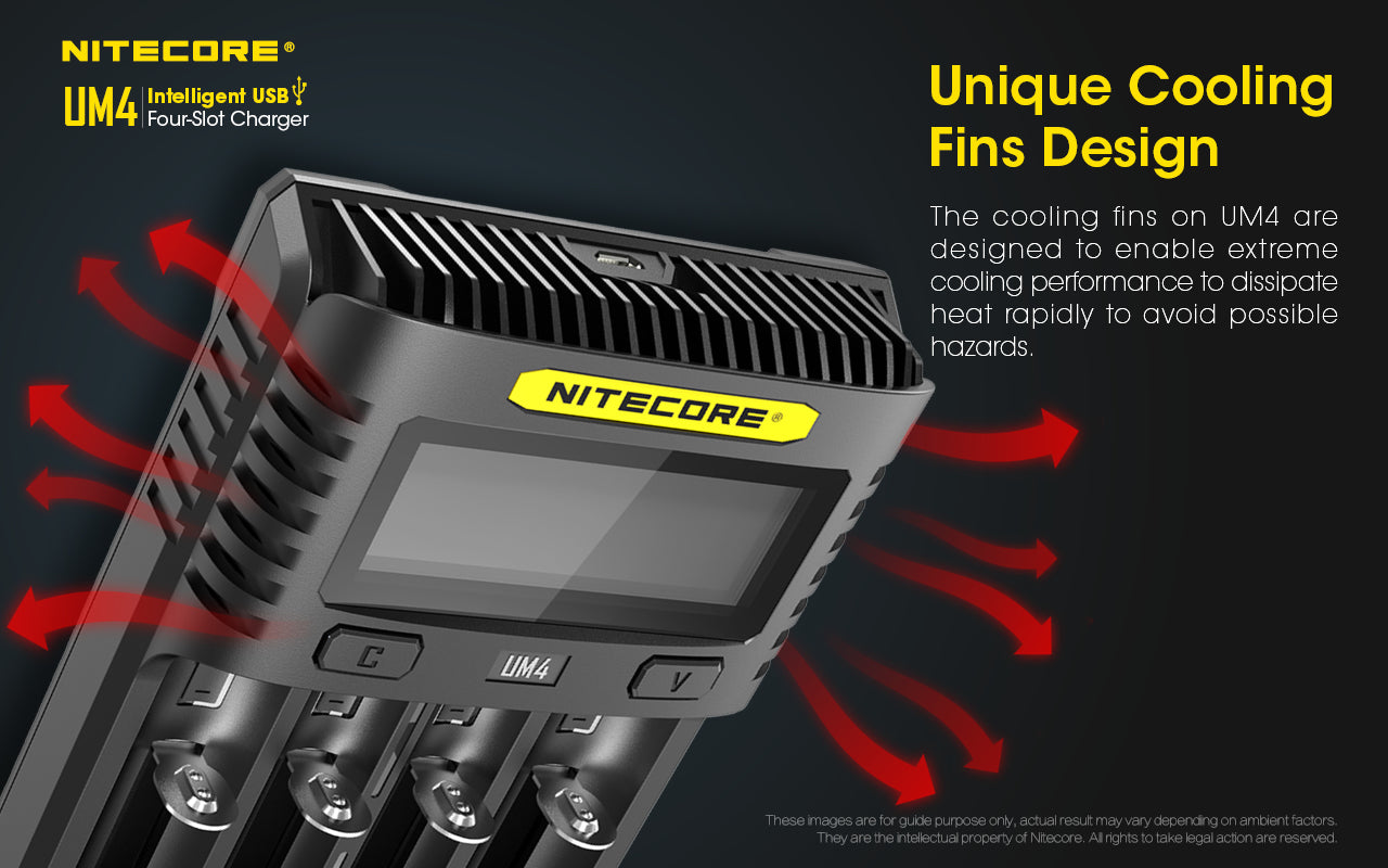 Nitecore UM4 4 Slot USB INTELLIGENT Charger for AA/AAA/18650 Battery