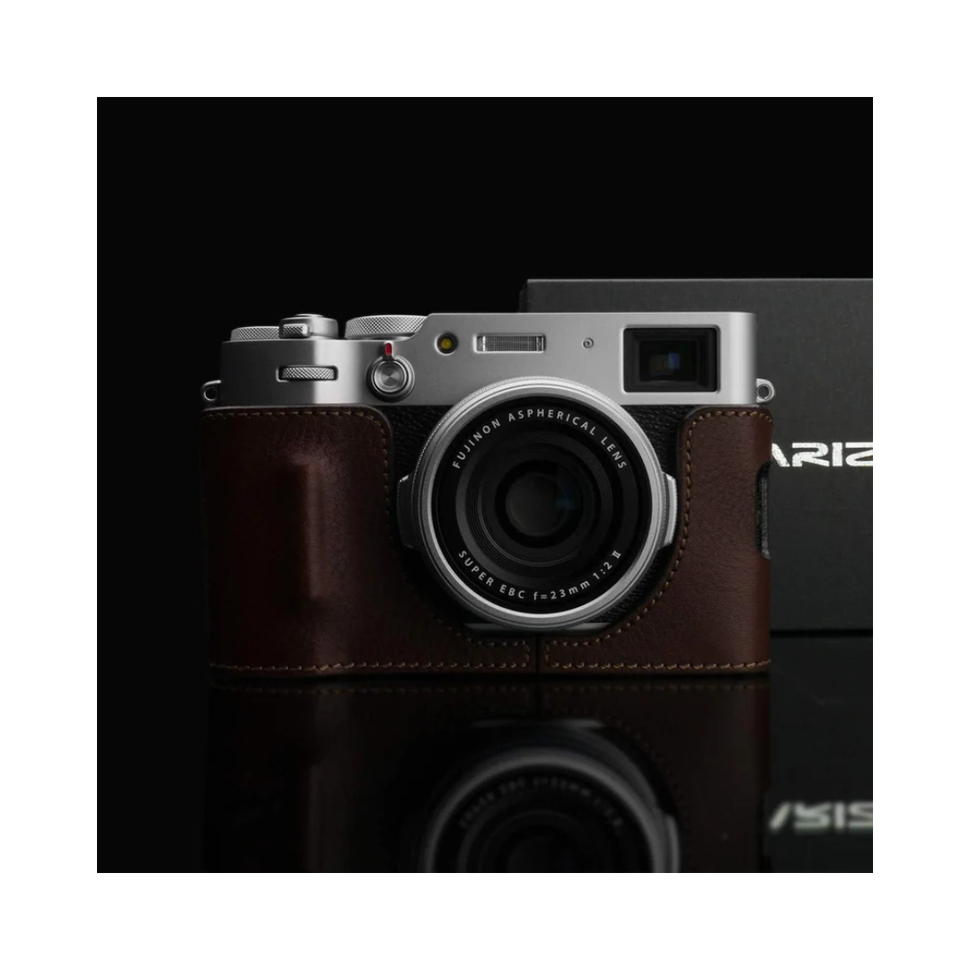 Gariz Half Leather Case for Fuji X100V (Brown)