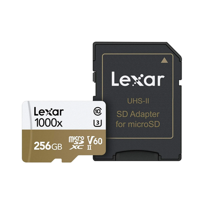 Lexar 256GB 1000X MicroSDHC UHS-II, Upto 150MB/s Read 90MB/s Write C10 V60 U3