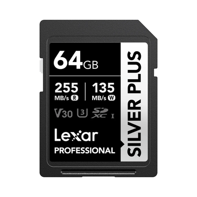 Lexar 64GB Professional Silver Plus UHS-I SDXC Memory Card (255 MB/s)