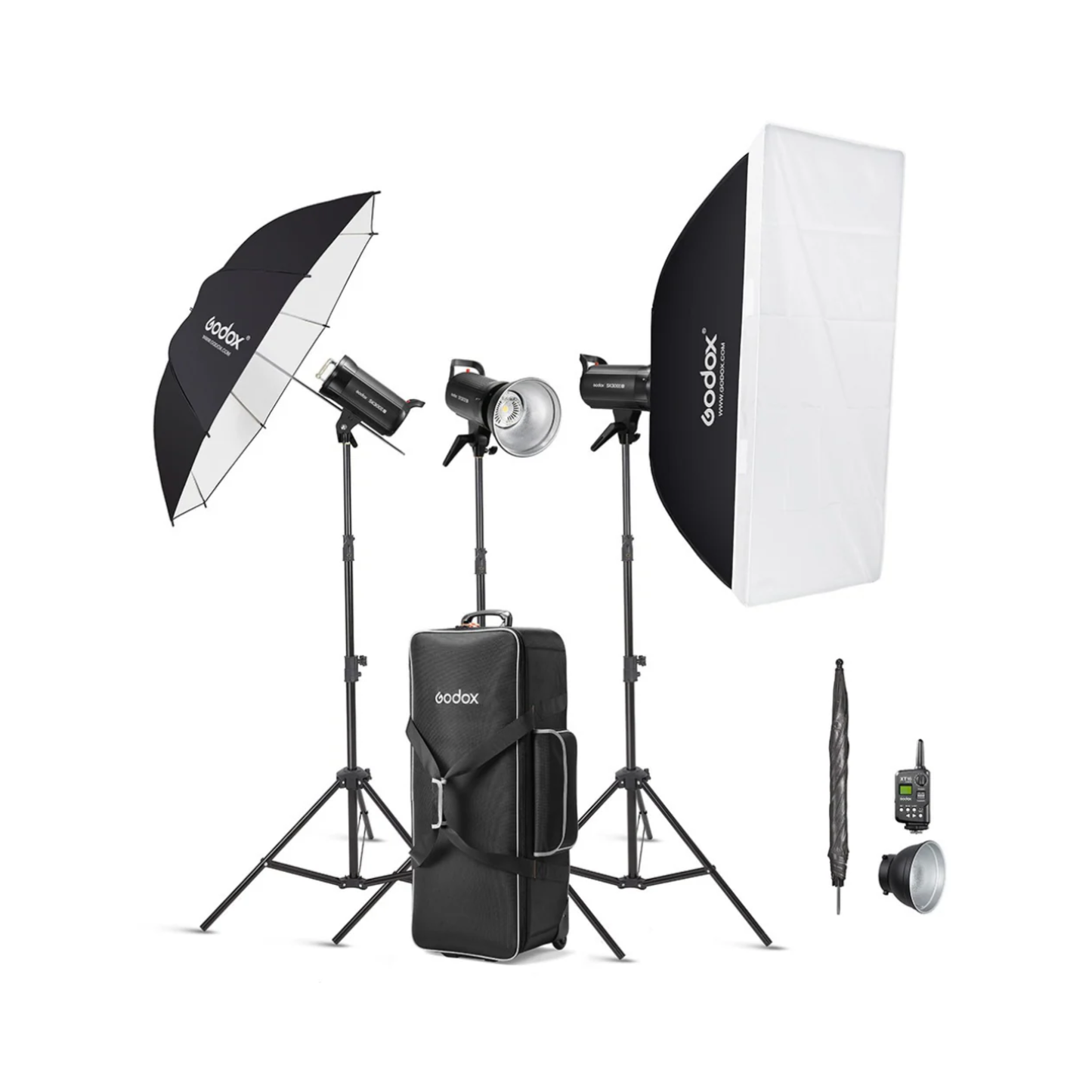 Godox SK300II-D Daylight 300W 3-Kit 2.4G Strobe Flash Kits with Bowens S Front Accessory Mount, 5600K CCT Range, Anti-Preflash Function