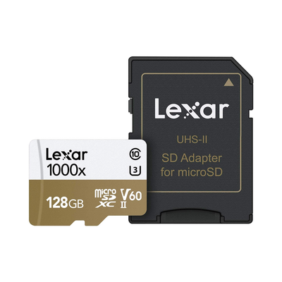 Lexar Professional 1000x 128GB microSDXC UHS II Card  V60 with SD UHS-II adapter