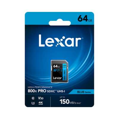 Lexar SD Card V30 800x UHS-I 64GB 150MB/s Blue