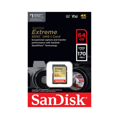 SanDisk Extreme SD UHS-I Card 170Mbps - 64GB