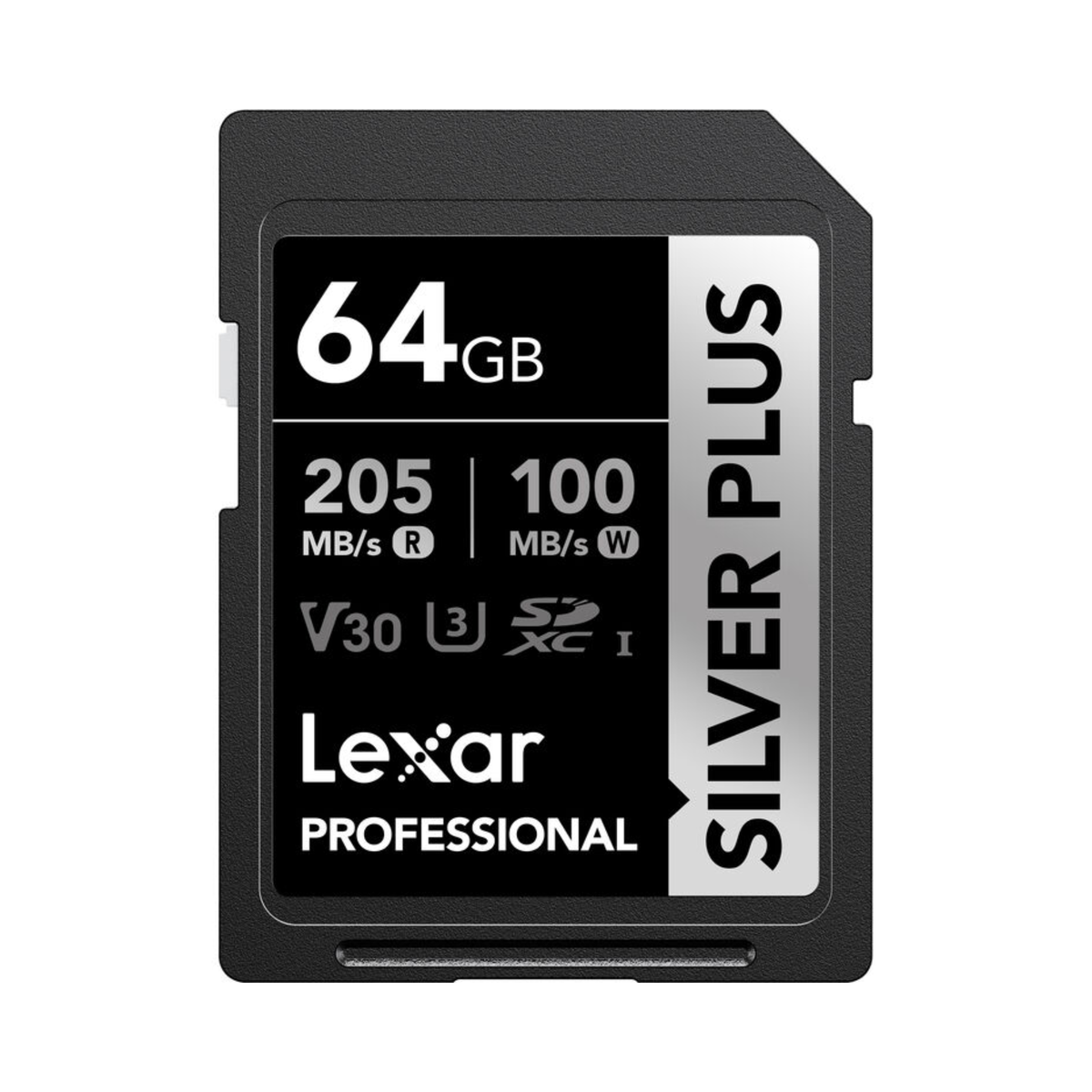 Lexar Professional SILVER PLUS UHS-I SDXC V30 Memory Card, Up to 205MB/s Read, 100MB/s Write