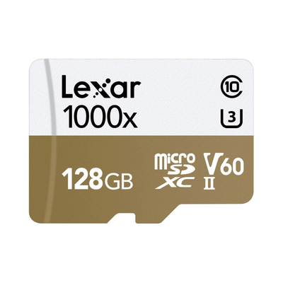 Lexar Professional 1000x 128GB microSDXC UHS II Card  V60 with SD UHS-II adapter