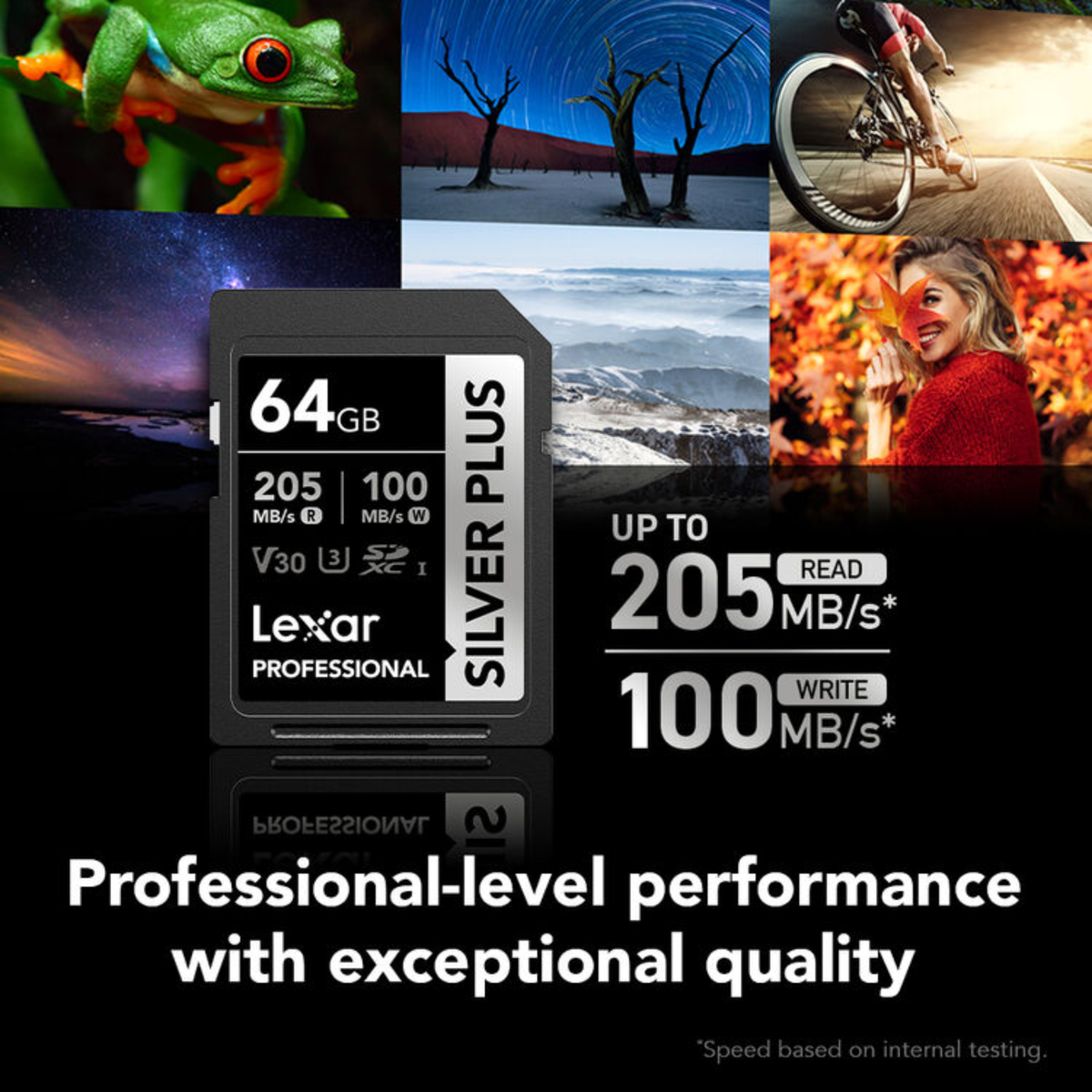 Lexar Professional SILVER PLUS UHS-I SDXC V30 Memory Card, Up to 205MB/s Read, 100MB/s Write