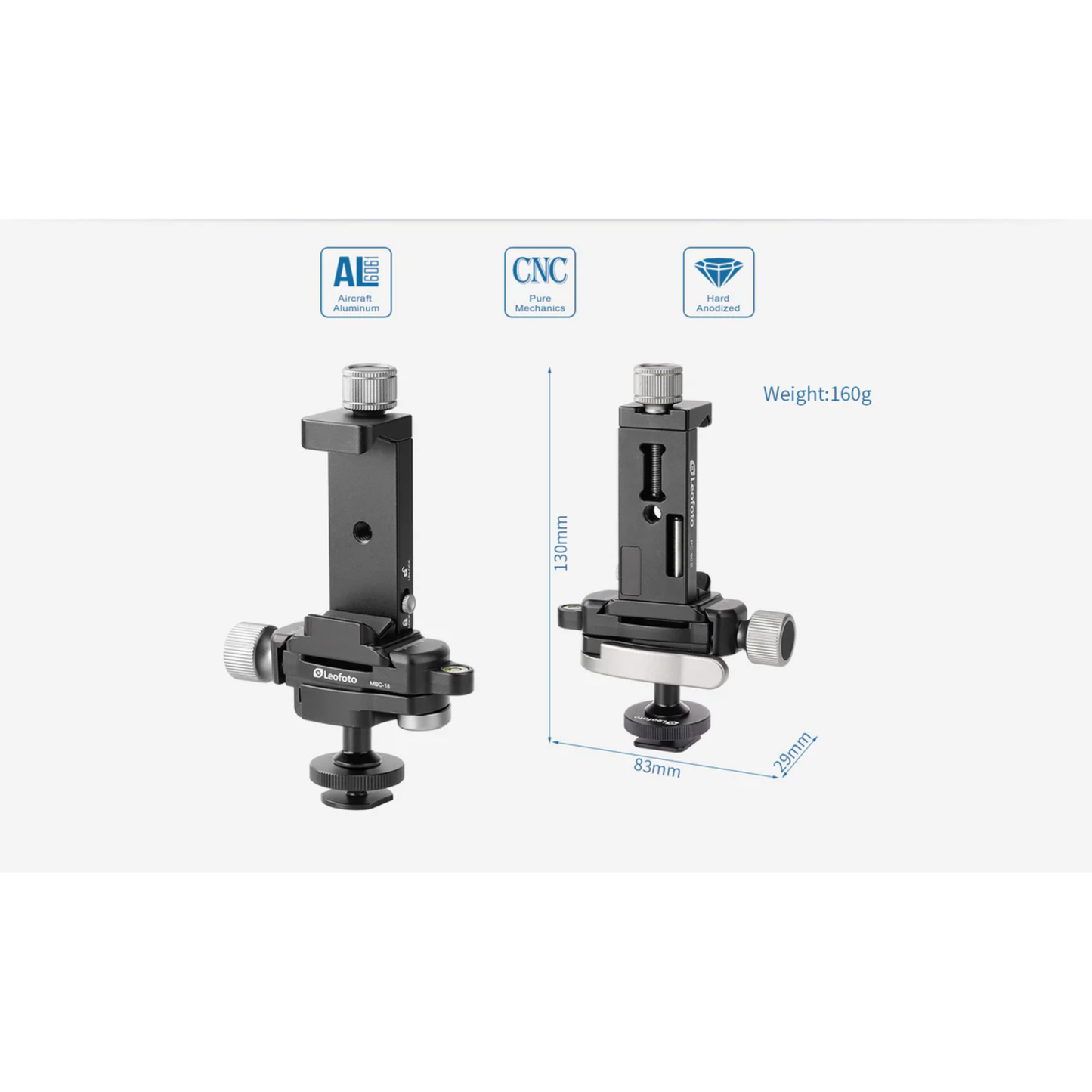 Leofoto Multipurpose Clamp Kit FA-01+ MBC-18 + PC-90II Mini Ballhead with Phone Clamp and Hot Shoe for Camera