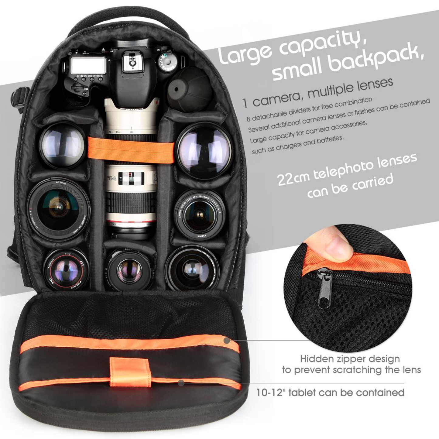 Small DSLR Camera Backpack for Travel Outdoor Photography 13*9.8*5.5 inches
