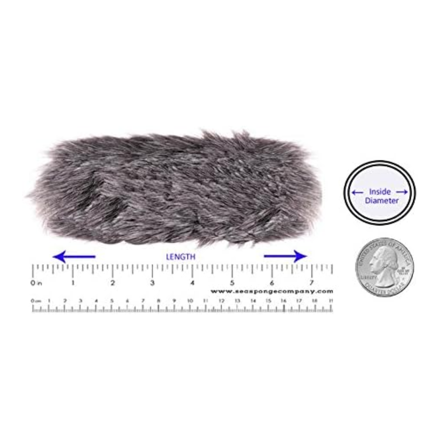 Furry Dead Cat Professional Microphone Wind Muff (Full Size) - (L) 7.25" x (W) 3.625" - 1" Opening - (184mm x 92mm) - 25mm Opening