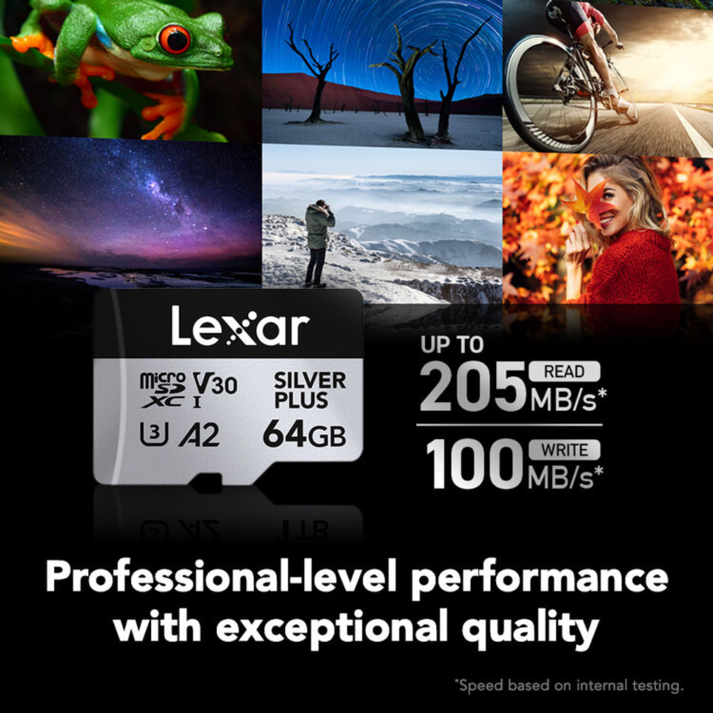 Lexar 64GB Professional SILVER PLUS UHS-I microSDXC Memory Card with SD Adapter