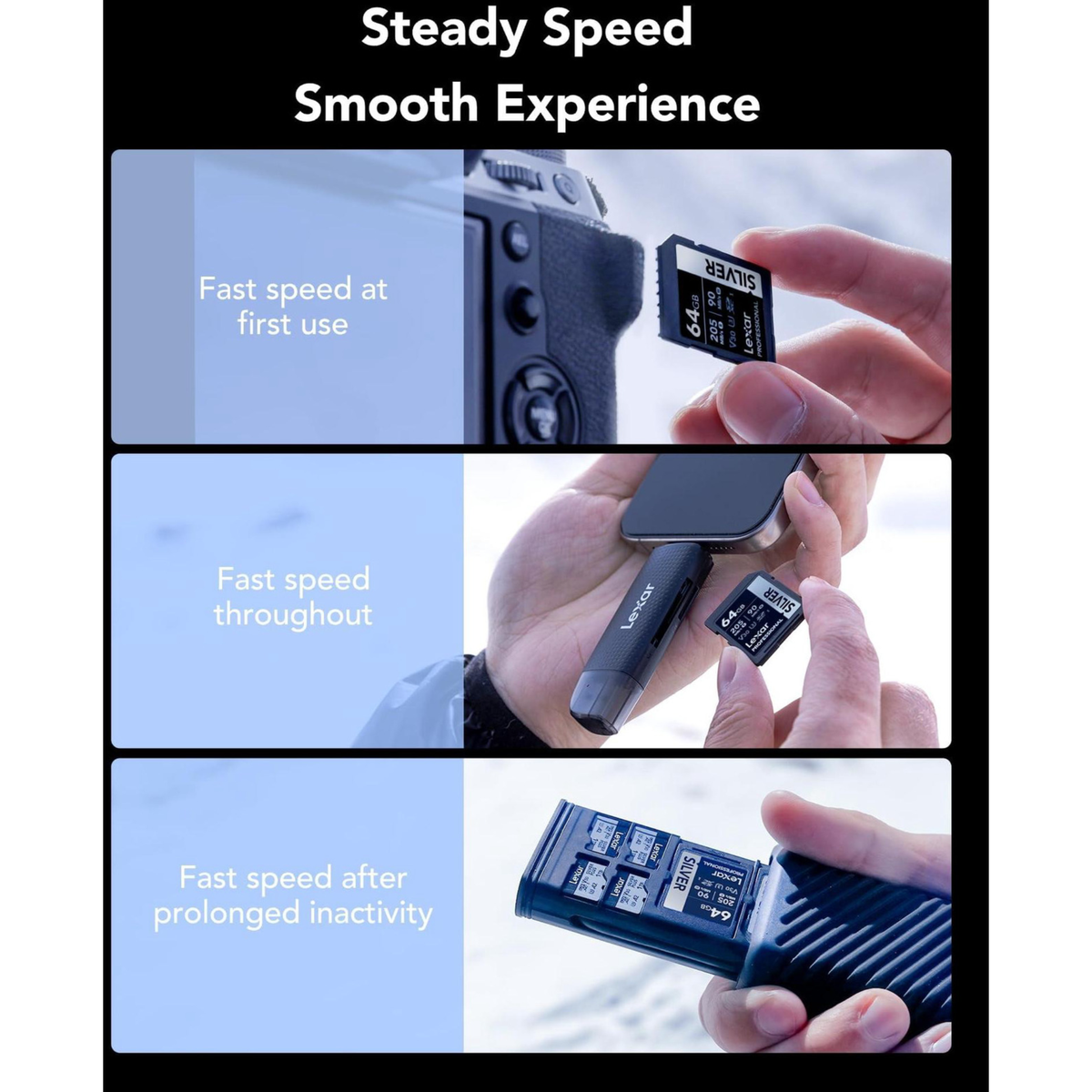 Lexar Professional SILVER SDXC UHS-I V30 SD Card, Up to 205MB/s Read, 90MB/s Write