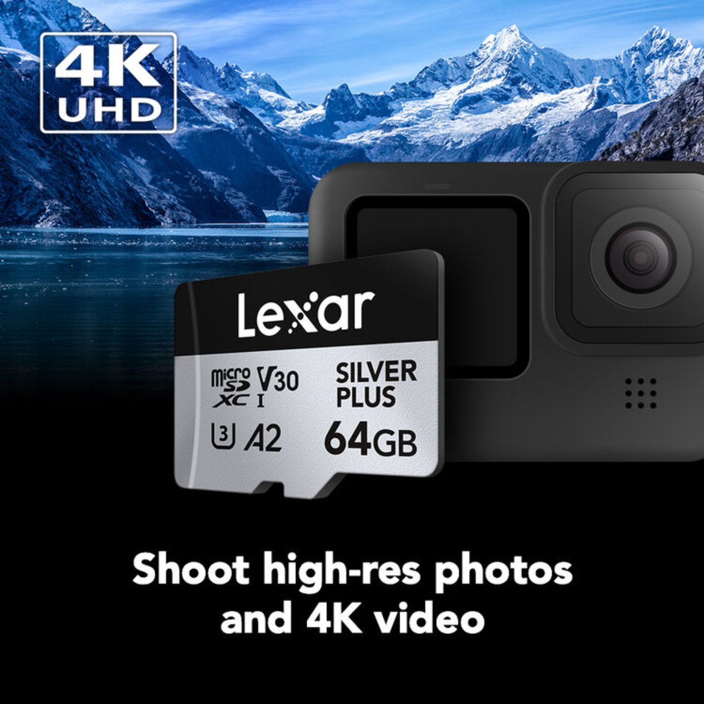 Lexar 64GB Professional SILVER PLUS UHS-I microSDXC Memory Card with SD Adapter