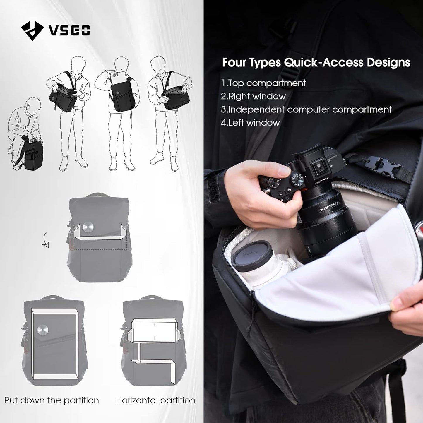 VSGO Camera Backpack 16L (Black)