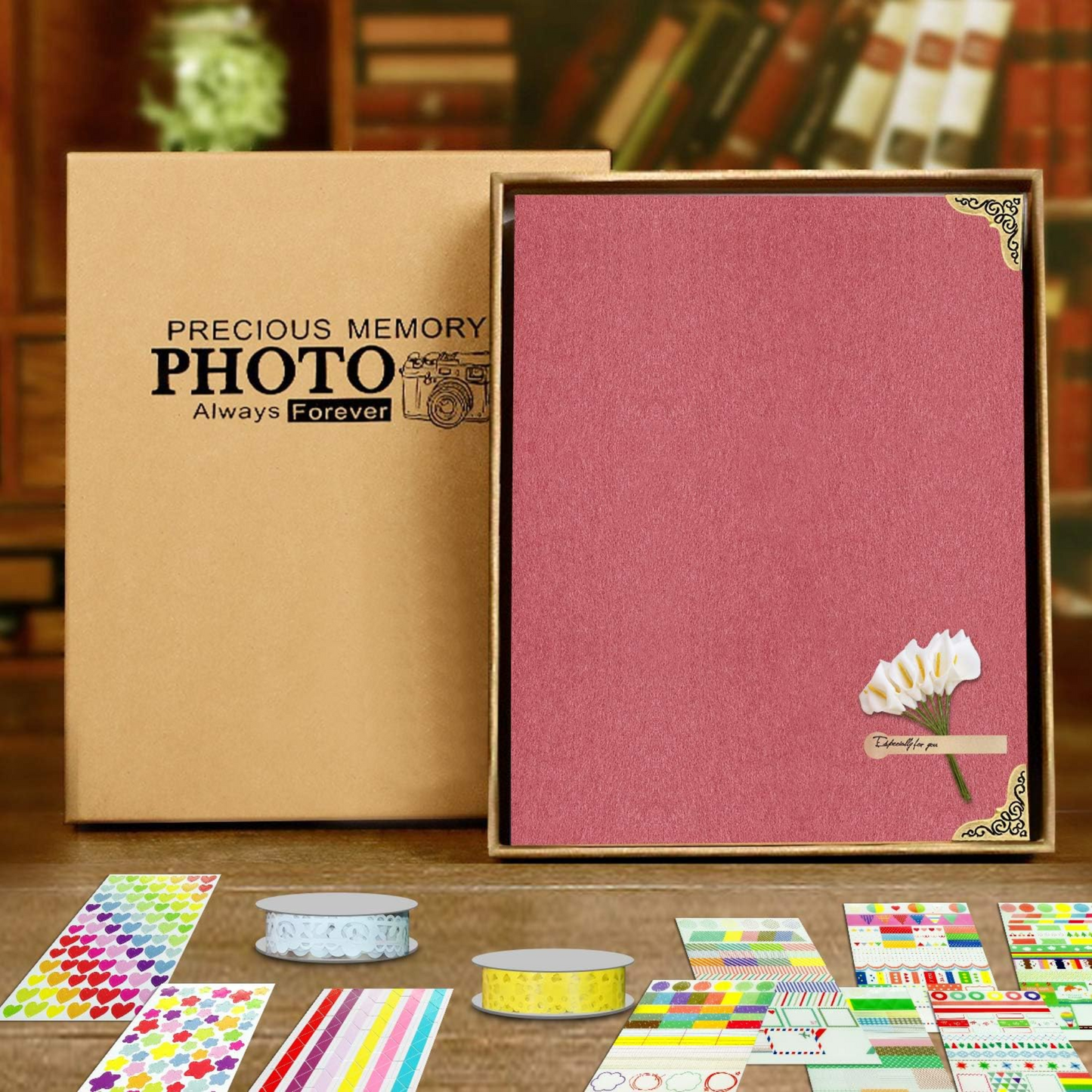 DIY Scrapbook Photo Album 8.5 x 11 Inch, Hardcover Kraft 80 Pages Black Scrapbook Paper with Scrapbooking Supplies for Anniversary, Travelling, Family, Graduation Gift