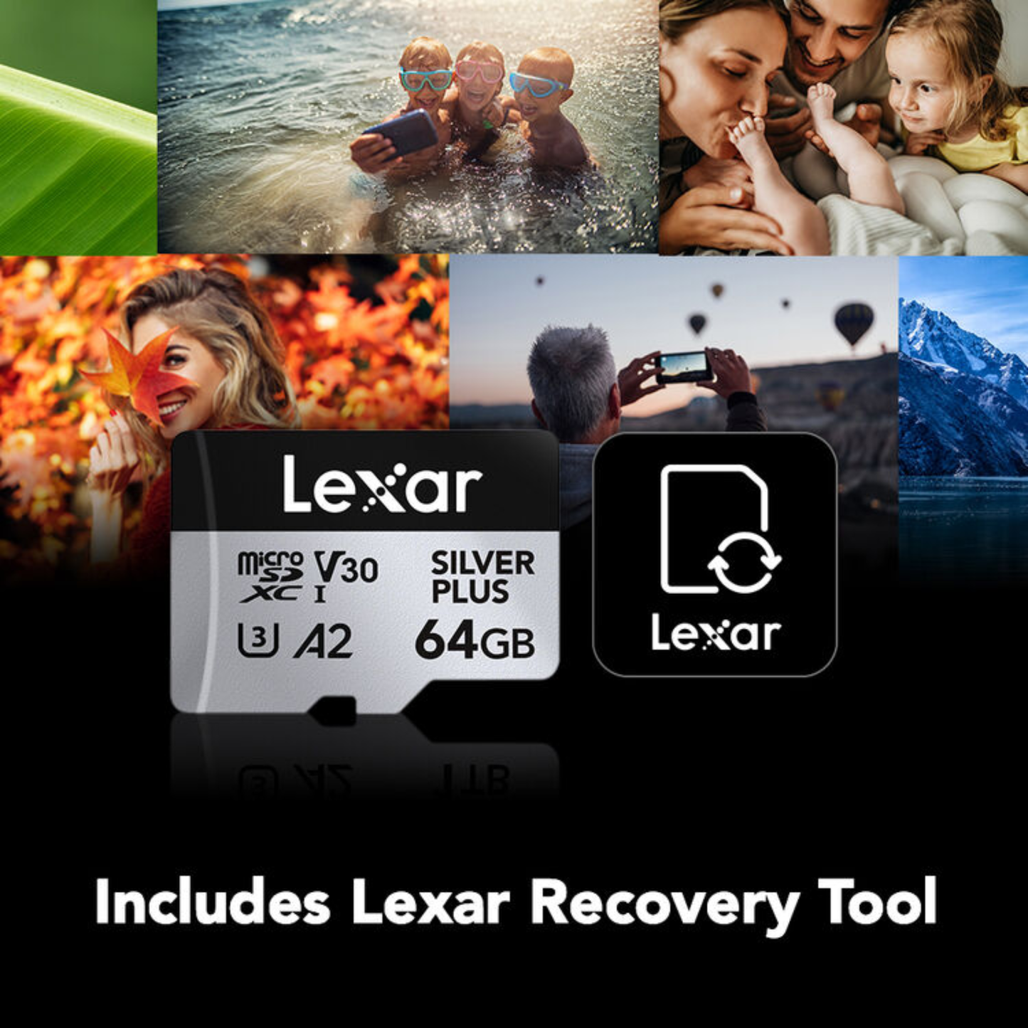 Lexar 64GB Professional SILVER PLUS UHS-I microSDXC Memory Card with SD Adapter