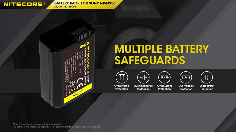 Nitecore BP001 Battery Pack for Sony NP-FW50 1030mAh