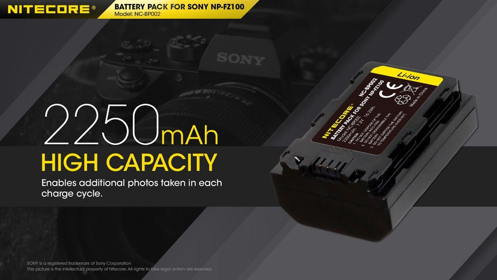 Nitecore BP002 Battery Pack for Sony NP-FZ100 2250mAh