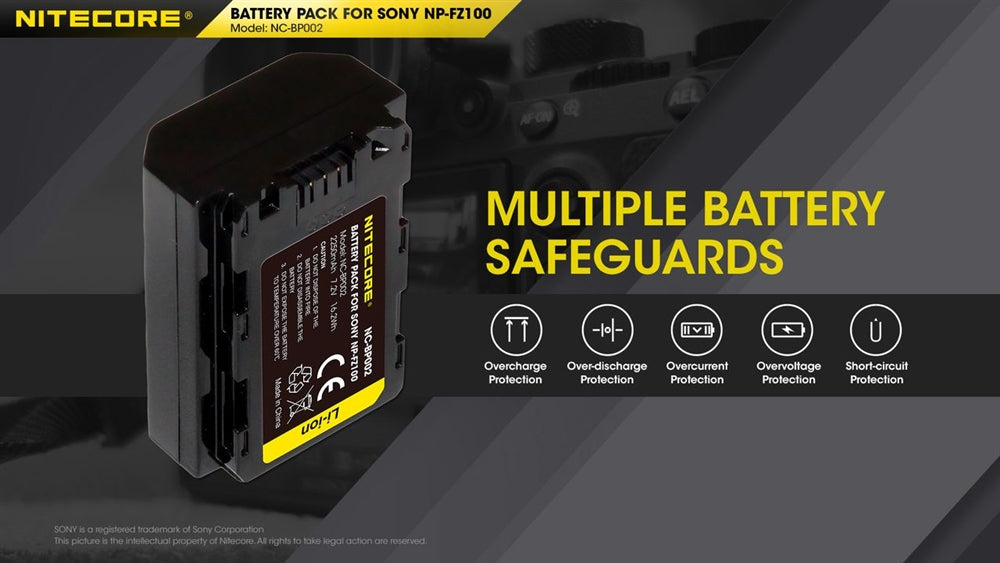 Nitecore BP002 Battery Pack for Sony NP-FZ100 2250mAh