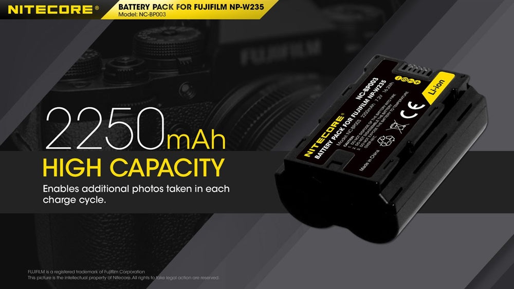 Nitecore BP003 Battery Pack for Fuji NP-W235 2250mAh