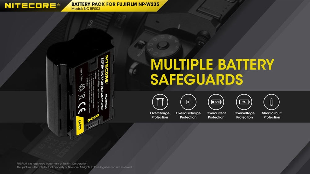 Nitecore BP003 Battery Pack for Fuji NP-W235 2250mAh