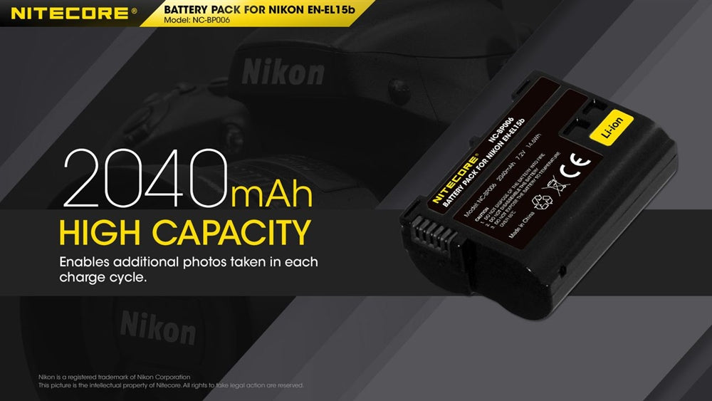 Nitecore BP006 Battery Pack for Nikon EN-EL15b 2040mAh