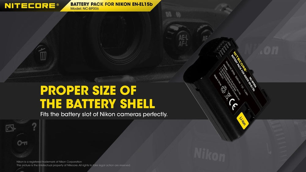 Nitecore BP006 Battery Pack for Nikon EN-EL15b 2040mAh