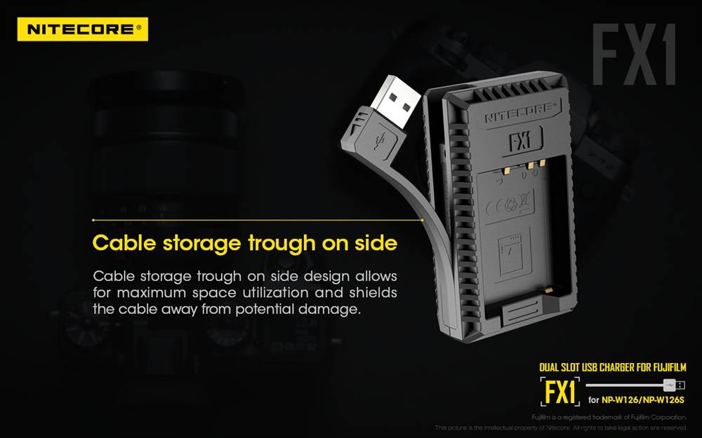 Nitecore FX1 Dual Slot USB Charger for Fujifilm NP-W126/s