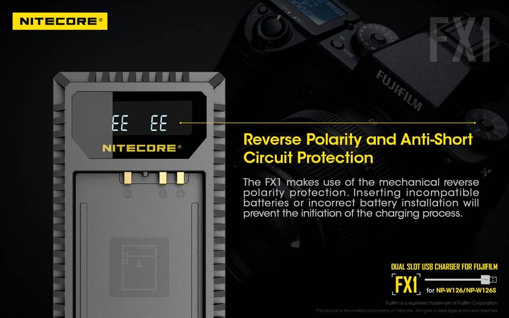 Nitecore FX1 Dual Slot USB Charger for Fujifilm NP-W126/s